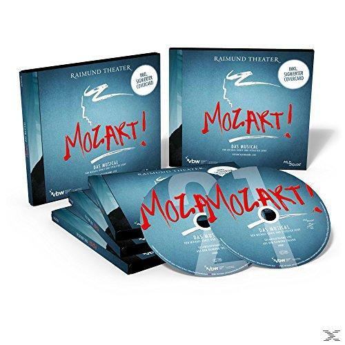 Boxset von "Mozart! Das Musical" mit CDs und Booklets. Blauer Einband.