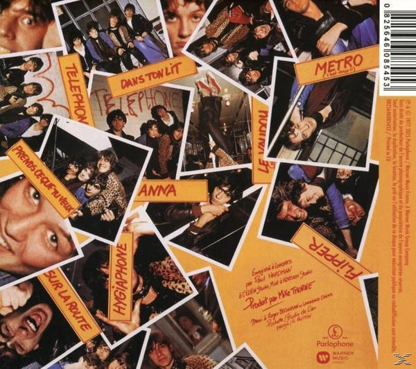 Albumcover-Collage von Bandmitgliedern. Verschiedene Fotos und Text in mehreren Sprachen.
