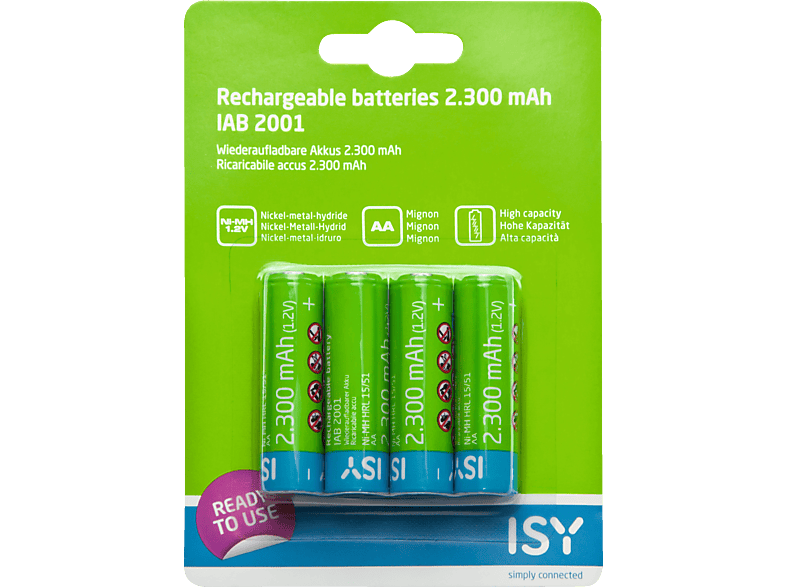 ISY AA herlaadbare batterijen 2300 mAh 4 stuks (IAB-2001)