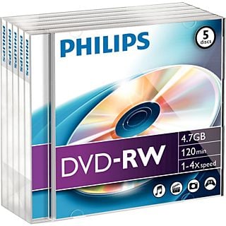 PHILIPS 5 Pack DVD-RW 4.7 GB 4 x (DN4S4J05F/00)