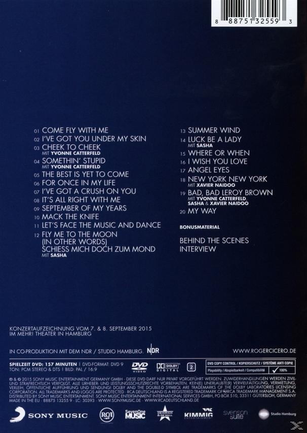 Rückseite einer CD mit Songtiteln, Credits und einem Foto von Roger Cicero.