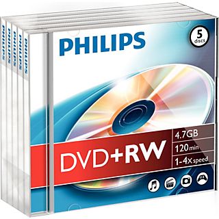 PHILIPS 5 Pack DVD+RW 4.7 GB 4 x (DW4S4J05F/10)