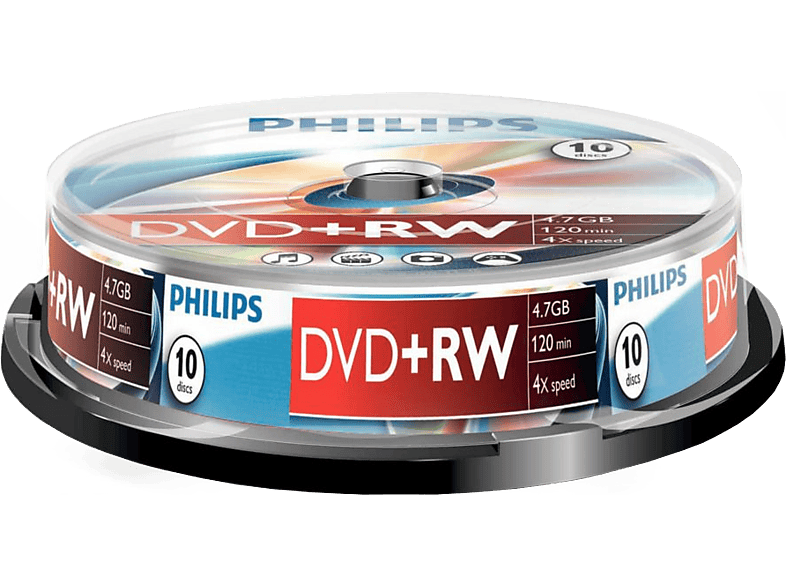 PHILIPS 10 pack DVD+RW 4.7 GB 4 x (DW4S4B10F/10)