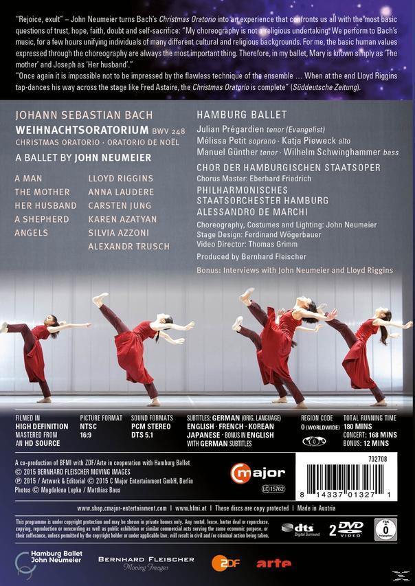 DVD-Cover. Balletttänzer in Rot, eine Liste von Namen und eine lange Beschreibung auf der Rückseite.