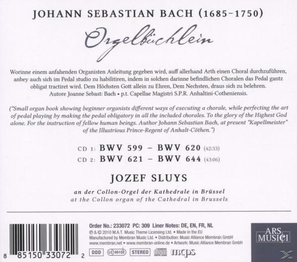 Sluys Jozef - Orgelbüchlein BWV 599-644  - (CD)
