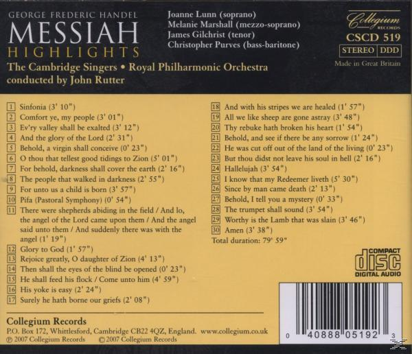 Rutter, The/rutter/rpo/+ Cambridge Singers - Der Messias (QS)  - (CD)
