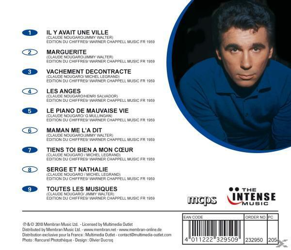 Albumcover mit einem Porträt eines Mannes und einer Liste französischer Songtitel.