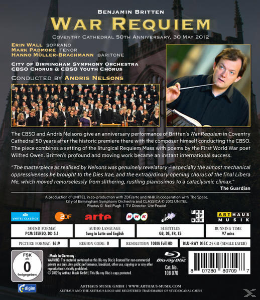 Wall/Padmore, Nelsons/City of Birmingham - War Requiem  - (Blu-ray)