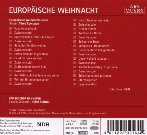 CD-Cover mit deutschem Text, der Weihnachtslieder und ein Logo auflistet.