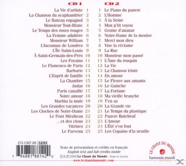 CD-Cover mit französischen Songtiteln und "Le Chant du Monde"-Logo, darunter "La Vie d'artiste" und "Les Forains".