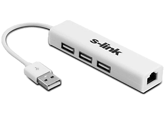S-LINK SL-U602 USB 2.0 To LAN + 3 Port Hub Çevirici