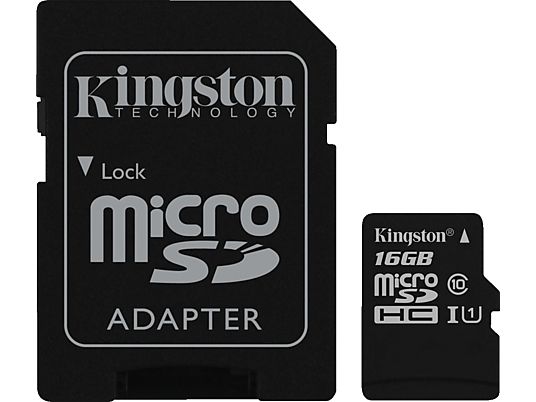 KINGSTON microSDHC 16GB Kit, UHS-I/Class 10 (SDC10G2/16GB)