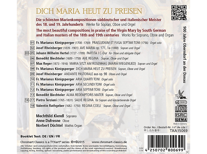 Thumbnail - Mechthild Kiendl, Anne Dufresne, Norbert Duchtel - Dich Maria Heut Zu Preisen (CD)