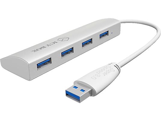 ICY BOX IB-AC6401 - 4-Port-USB-3.0 - Blanc - USB 3.0 Hub (Bianco)