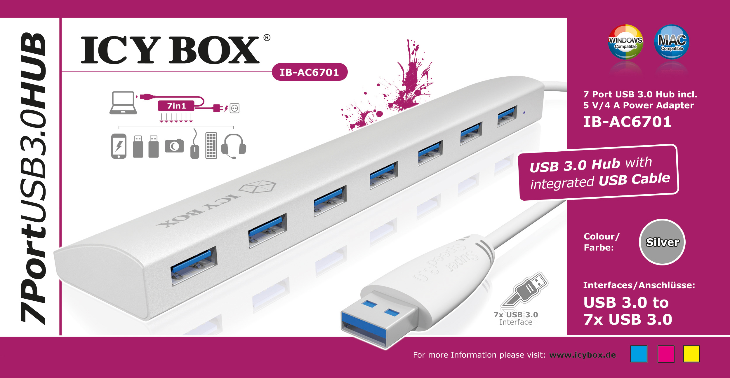 6701, Hub, IB-AC RAIDSONIC USB 3.0 Weiß