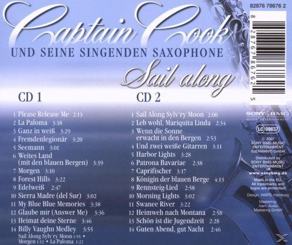 CD-Rückseite mit Titellisten für zwei CDs, mit Captain Cook.