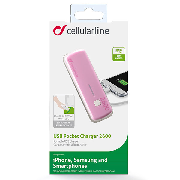 CELLULAR LINE 37130 Pocket Powerbank 2600 mAH Pink