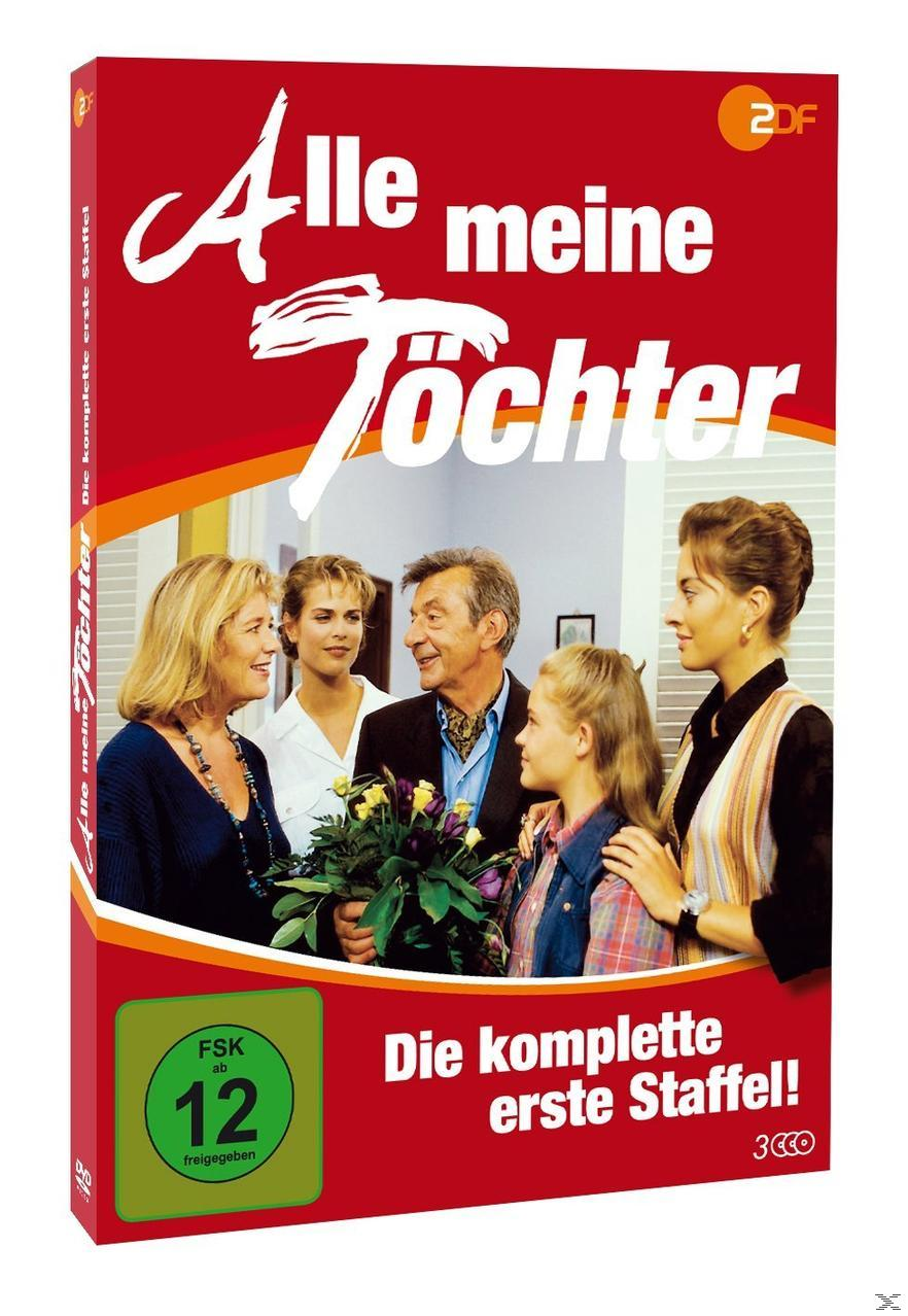 DVD-Hülle mit einer lächelnden Familie. Text: Alle meine Töchter. Der Titel ist rot. Der Hintergrund ist rot.
