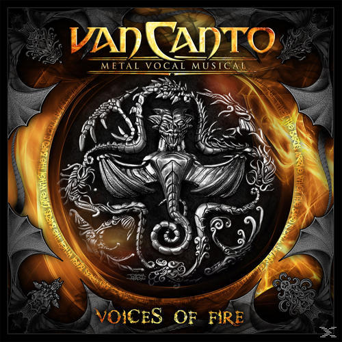 CD-Cover mit einem Metal-Drachendesign. Der Hintergrund ist orange und schwarz, mit Text.