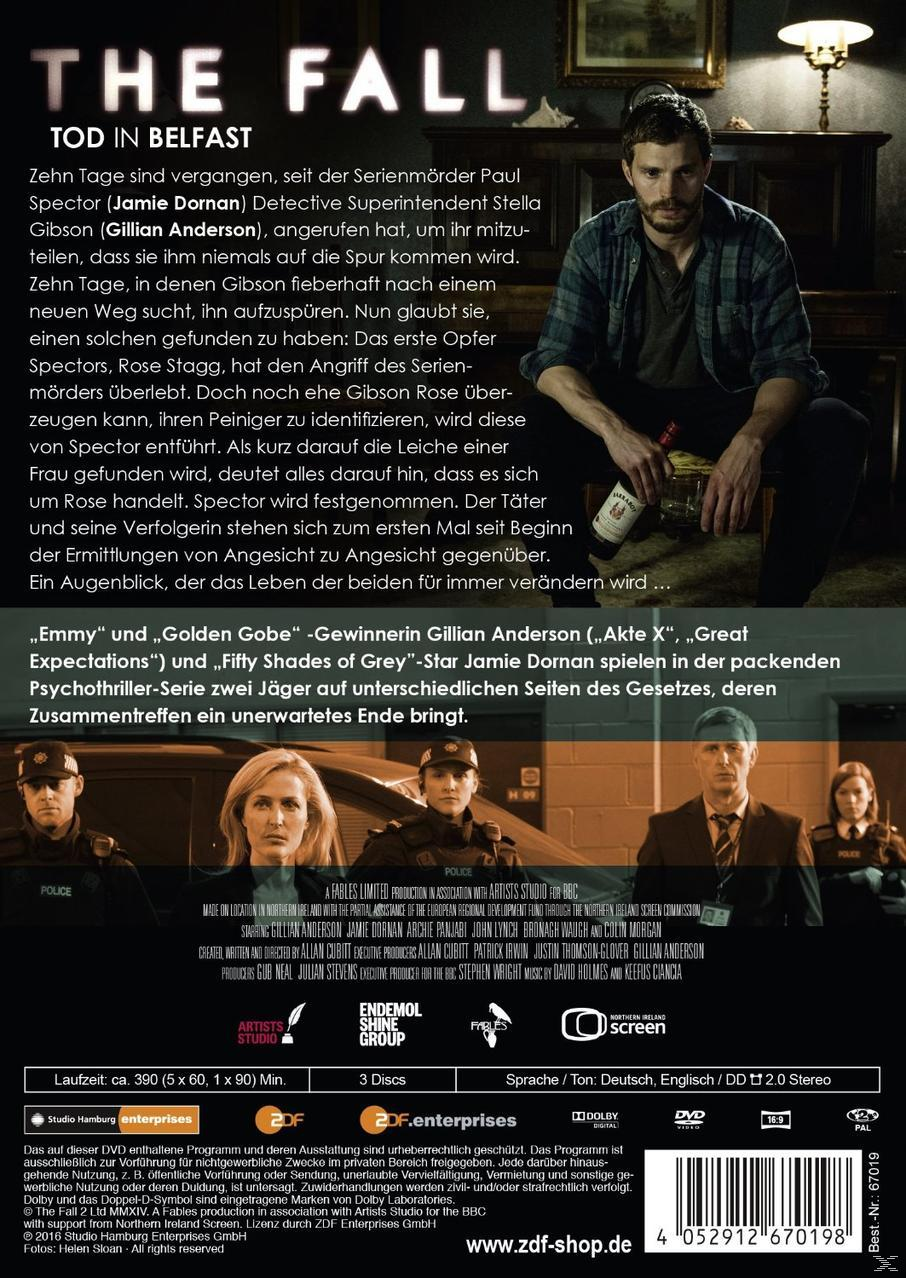 DVD-Cover für „The Fall“ mit Bildern von Schauspielern und einem düsteren Thema.