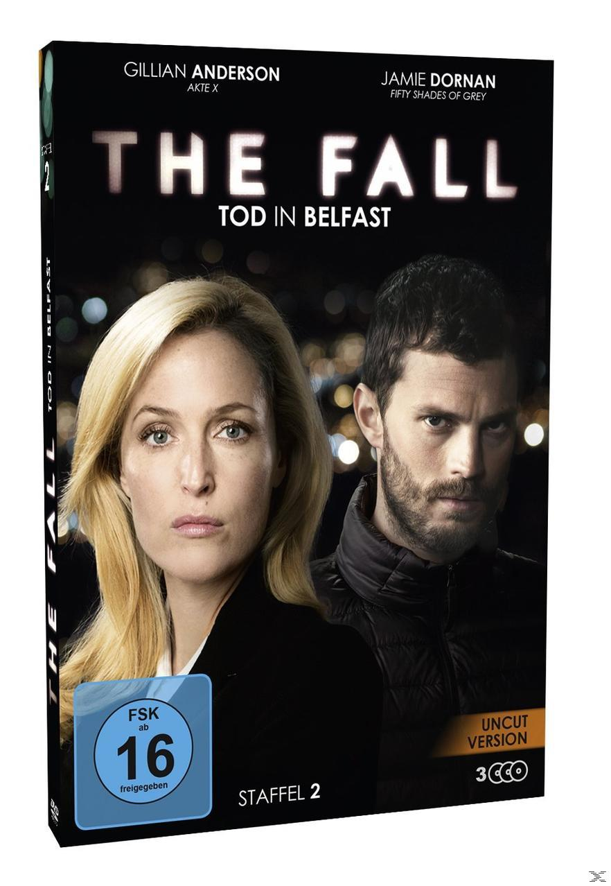 DVD-Cover: The Fall, mit Gillian Anderson und Jamie Dornan. Dunkles, stimmungsvolles Design.
