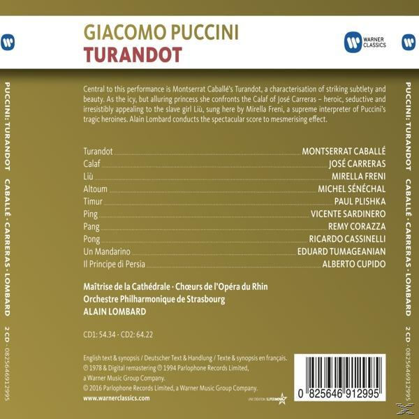 CD-Cover der Oper Turandot. Text und Namen sind sichtbar. Das Cover ist weiß und blau.