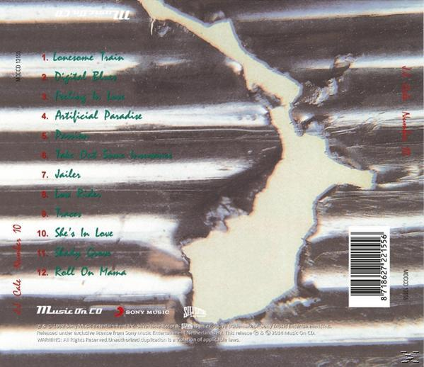 CD-Cover mit Titelliste. Die CD befindet sich auf einem strukturierten Hintergrund. Nummer 10 ist unten links.