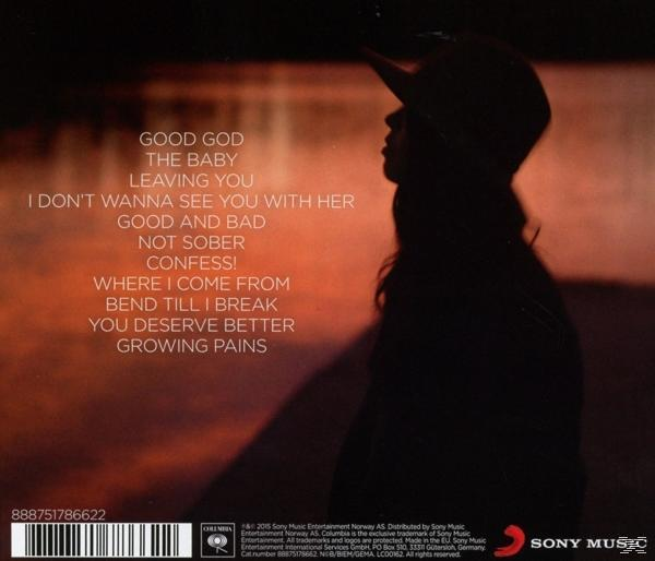 Achterkant album: Songtitels en artiestensilhouet tegen zonsondergang.