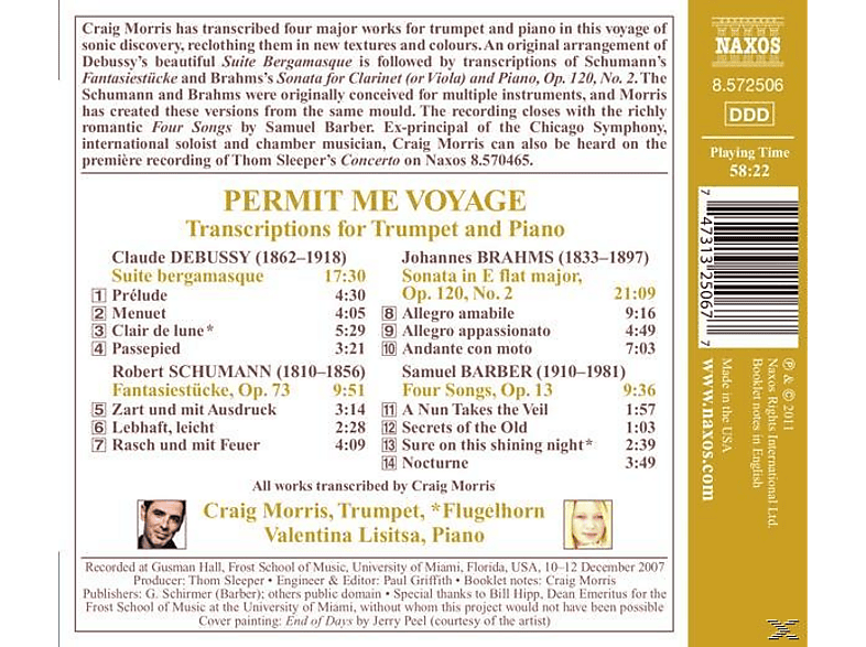 Thumbnail - MORRIS,CRAIG & LISITSA,VALENTINA - Permit Me Voyage-Transkriptionen F.Trompete (CD)