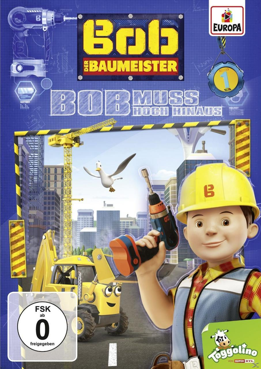 DVD-Cover: Bob der Baumeister, Zeichentrickfigur, hält einen Bohrer. Baustelle im Hintergrund. Europa-Logo.
