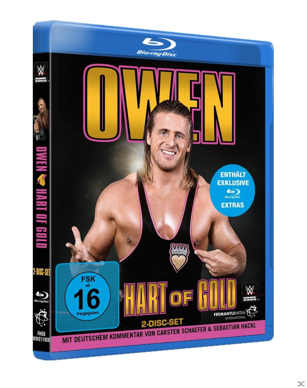 DVD-Hülle für Owen Hart of Gold, mit einem Bild eines lächelnden Mannes.