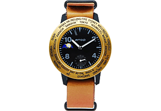 ATOP AWA-BKGD-L03 Gerçek Deri Gold Dünya Kol Saati