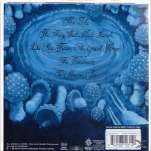 CD-Rückseite mit Text und Pilzillustrationen.