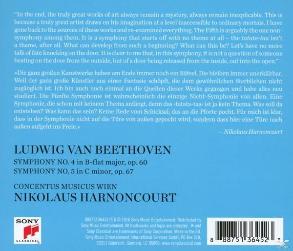 Beethoven 4. & 5. szimfóniái, Harnoncourt vezényletével. Sony Classical CD.