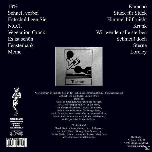 Albumcover mit verschiedenem deutschem Text und einer Schwarz-Weiß-Illustration einer liegenden Person.