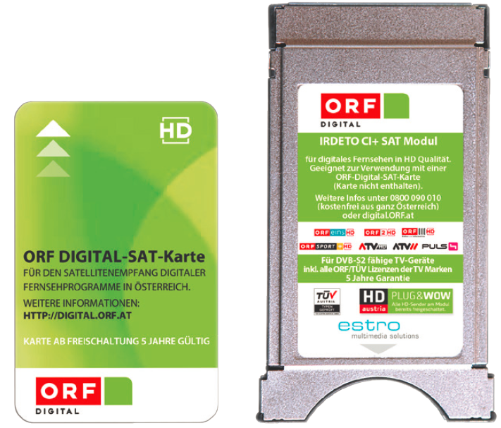 ESTRO ORF DIGITAL IRDETO CI+ SAT Modul Set inkl. ORF Karte