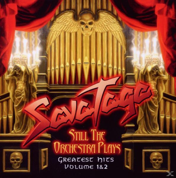 Albumcover: Dramatische Szene eines Schädels vor einer Orgel mit Skeletten. 'Still The Orchestra Plays'.