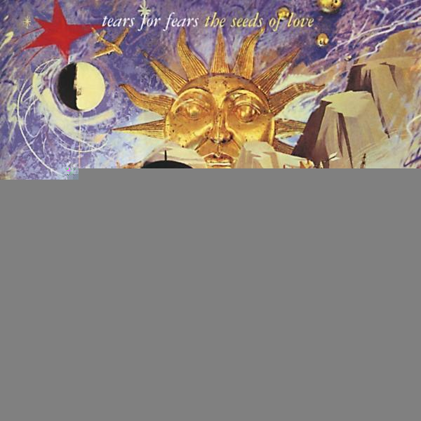 Albumcover mit goldenem Sonnengesicht, Sternen und Halbmond auf lila Hintergrund.