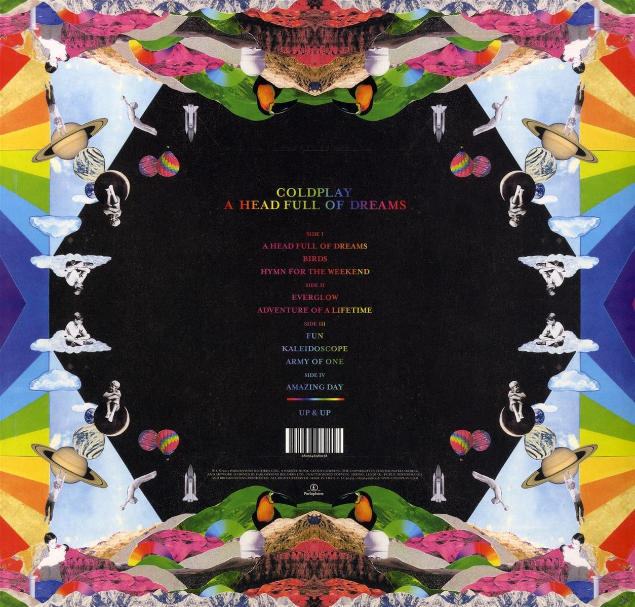 Pochette d'album, fond noir, bordure colorée avec liste de titres et nom du groupe.