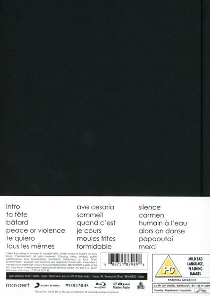 Schwarzes DVD-Cover mit einer Liste von Titeln in Weiß. Text auf Französisch und Englisch.