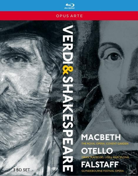 Blu-ray-Cover mit Porträts von zwei Männern. Der Titel lautet 'Verdi & Shakespeare'.