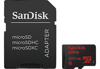 SANDISK Ultra microSD UHS-I 200Go - Carte mémoire  (200 GB, 90 MB/s, Noir)