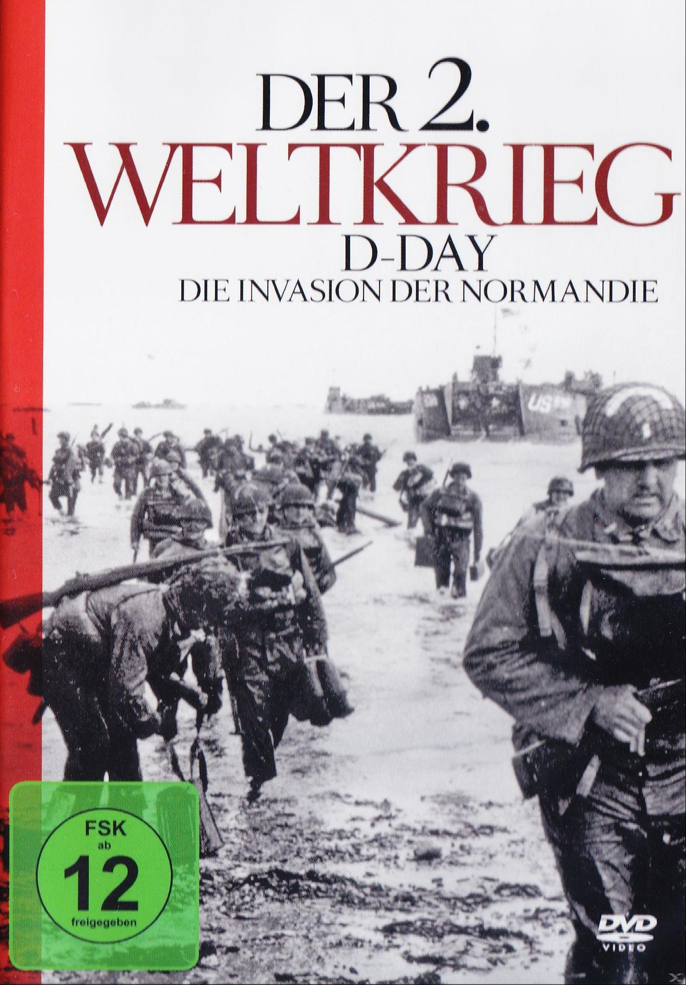 DVD-Cover für „Der 2. Weltkrieg D-Day“ mit Soldaten, die an einem Strand landen.