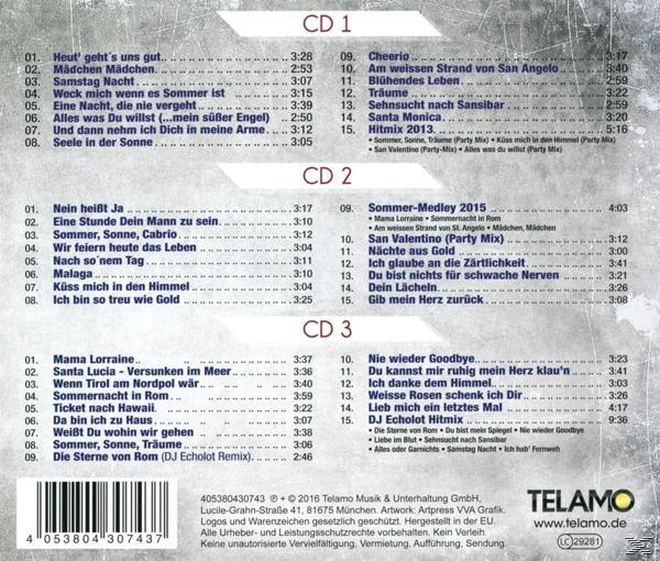CD-Hülle: Titellisten auf drei CDs, verschiedene Songtitel.