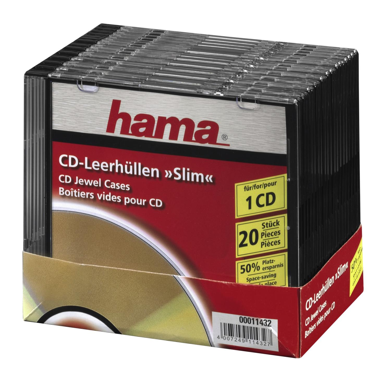 Custodie Slim Hama Per CD - Confezione Da 20 Pezzi, Risparmio Spazio 50%