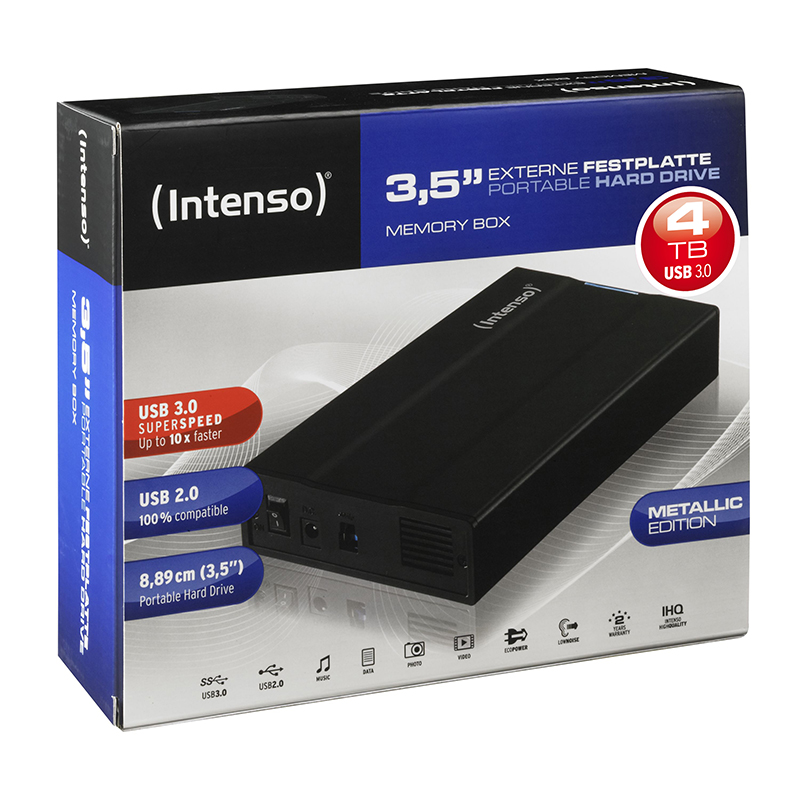 INTENSO 6032512 Memory Box Festplatte, 4 TB HDD, 3,5 Zoll, extern, Schwarz