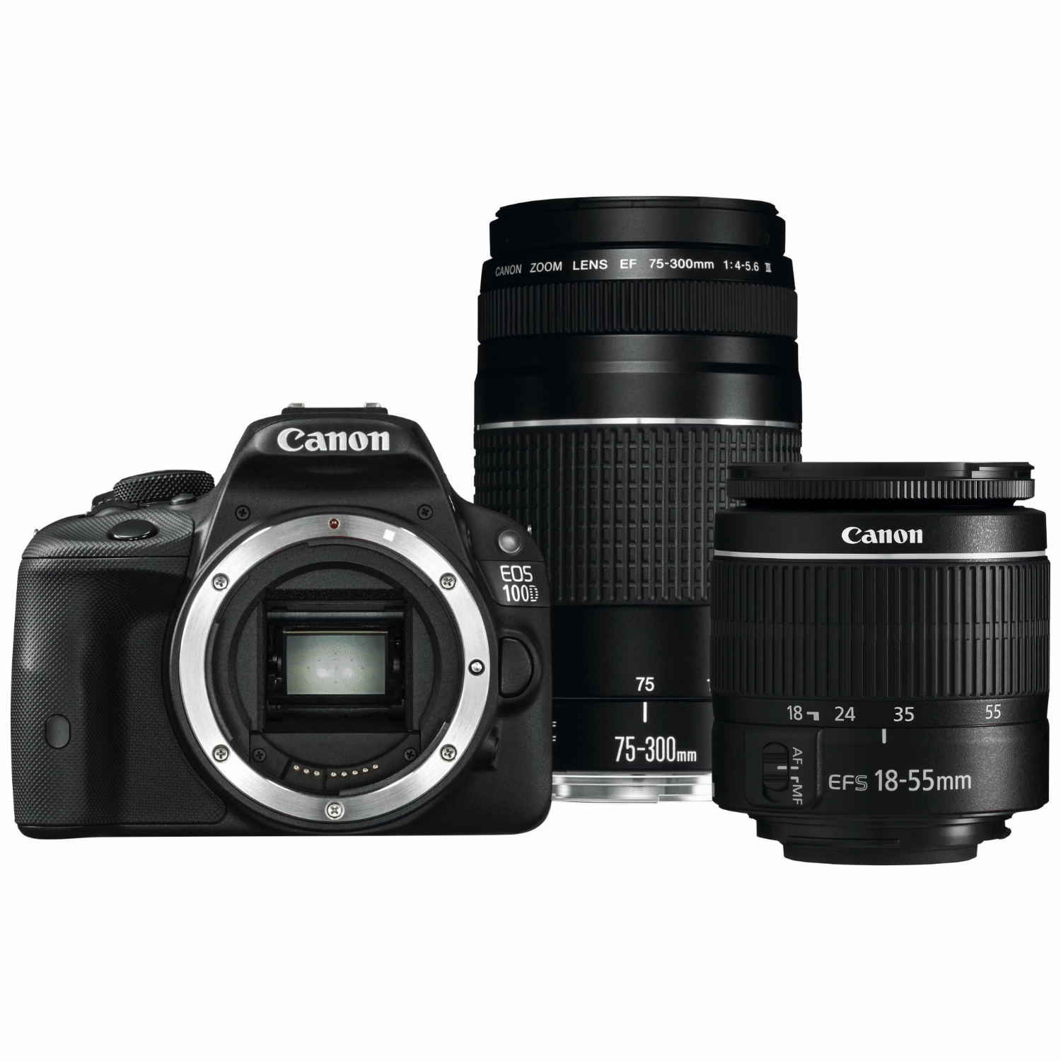 CANON EOS 100D + 18-55mm + 75+300 mm DC Lens Kit Dijital SLR Fotoğraf Makinesi