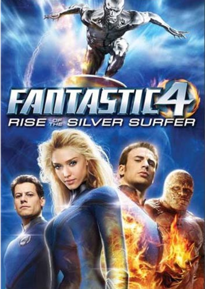 Fantastic Four filmposter met de Silver Surfer, Jessica Alba, Chris Evans en anderen.