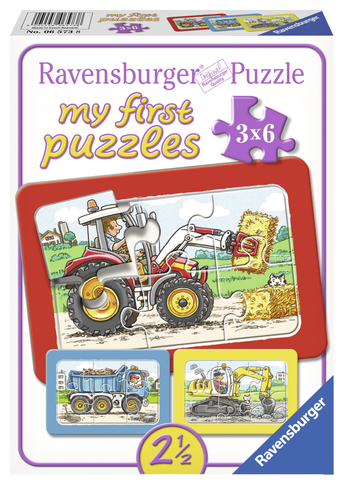 Mehrfarbig RAVENSBURGER und Traktor Puzzle Bagger, - Kinderpuzzle Kipplader