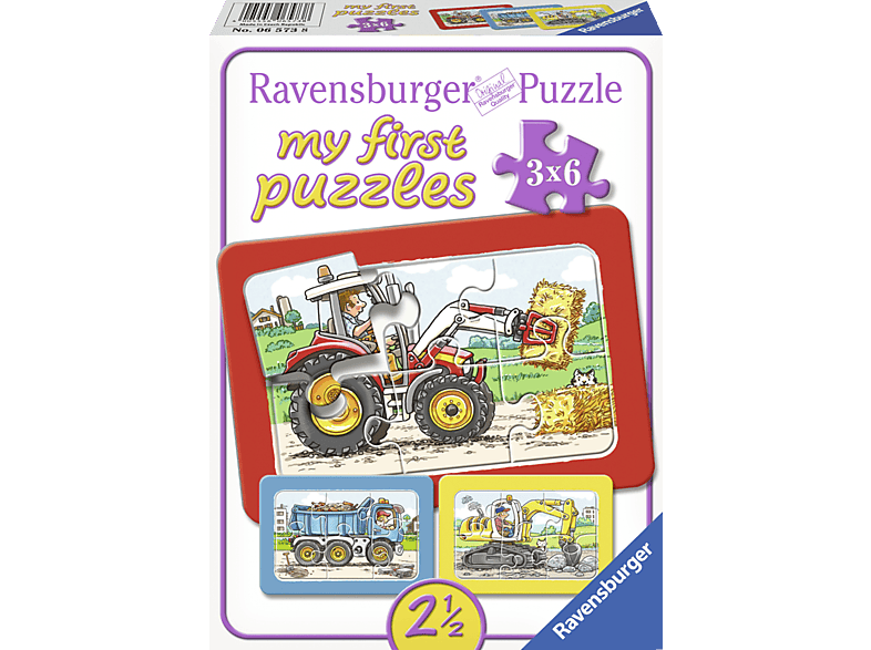 RAVENSBURGER Kinderpuzzle - Bagger, Traktor und Kipplader Puzzle Mehrfarbig